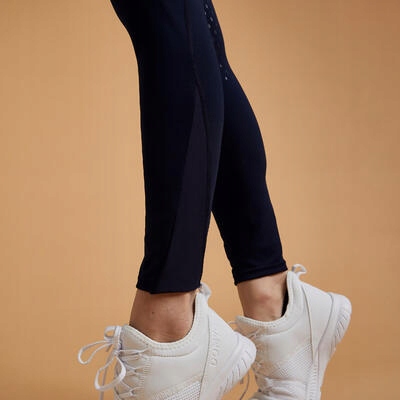 Bryczesy damskie FOUGANZA 500 Silicone Fullgrip Odcień granatowy