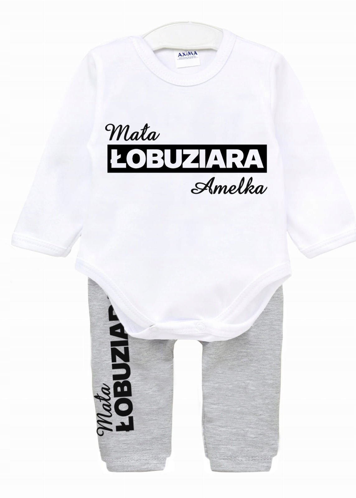 Komplet body spodnie Mała ŁOBUZIARA IMIĘ 62 Rozmiar 62
