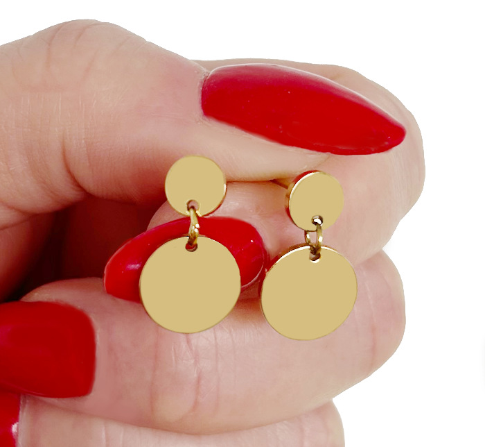 KOLCZYKI ZŁOTE STAL CHIRURGICZNA BLASZKI DOUBLE 316 L