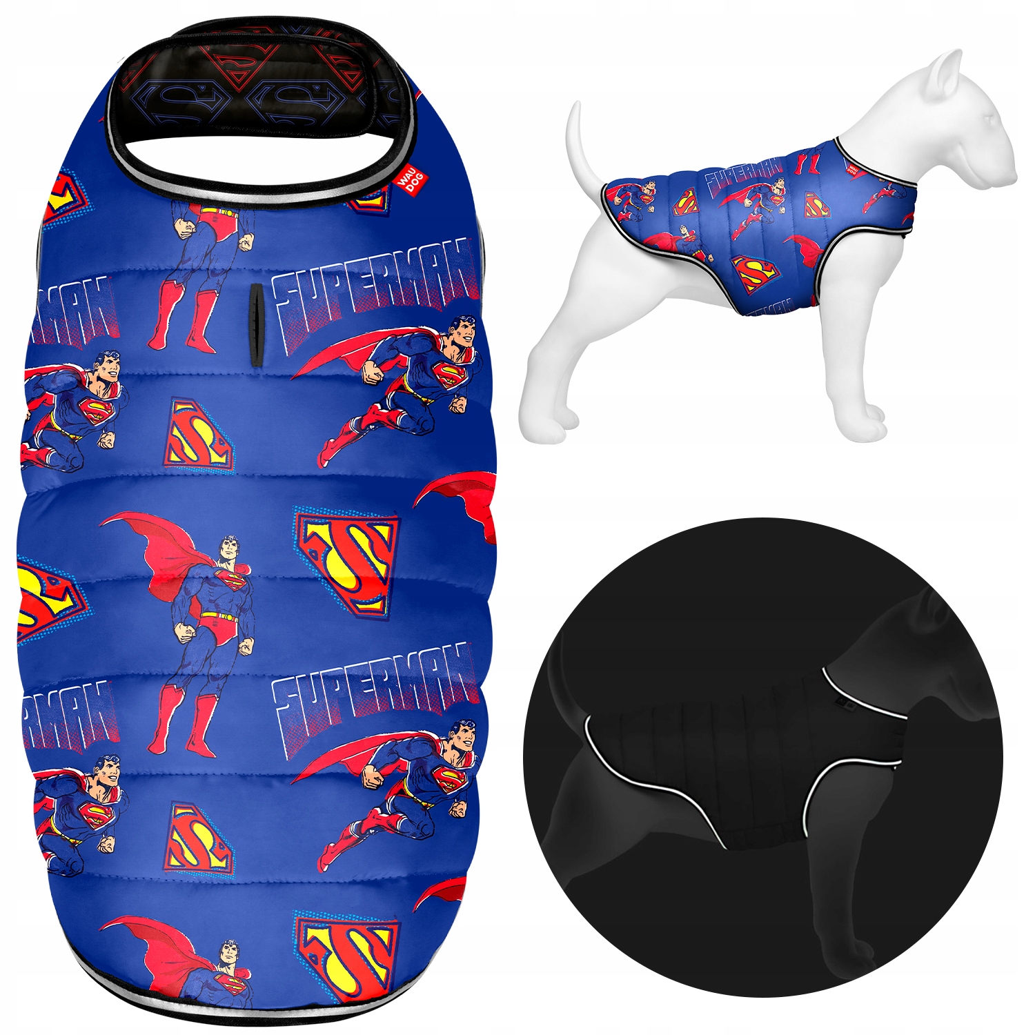 Levně Obleček Bunda pláštěnka pro psa, rychle sundavací, Síla Supermana, vel. Xs