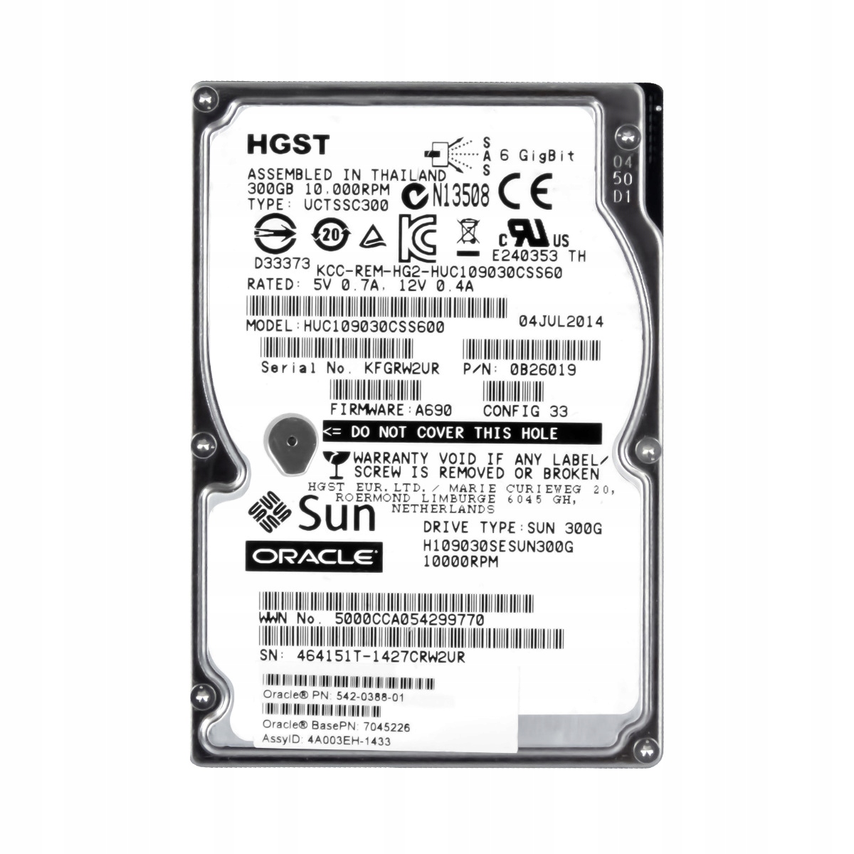 Sun 542-0388-01 300GB 10K 64MB SAS-2 2,5'' H109030SE Sun 300G