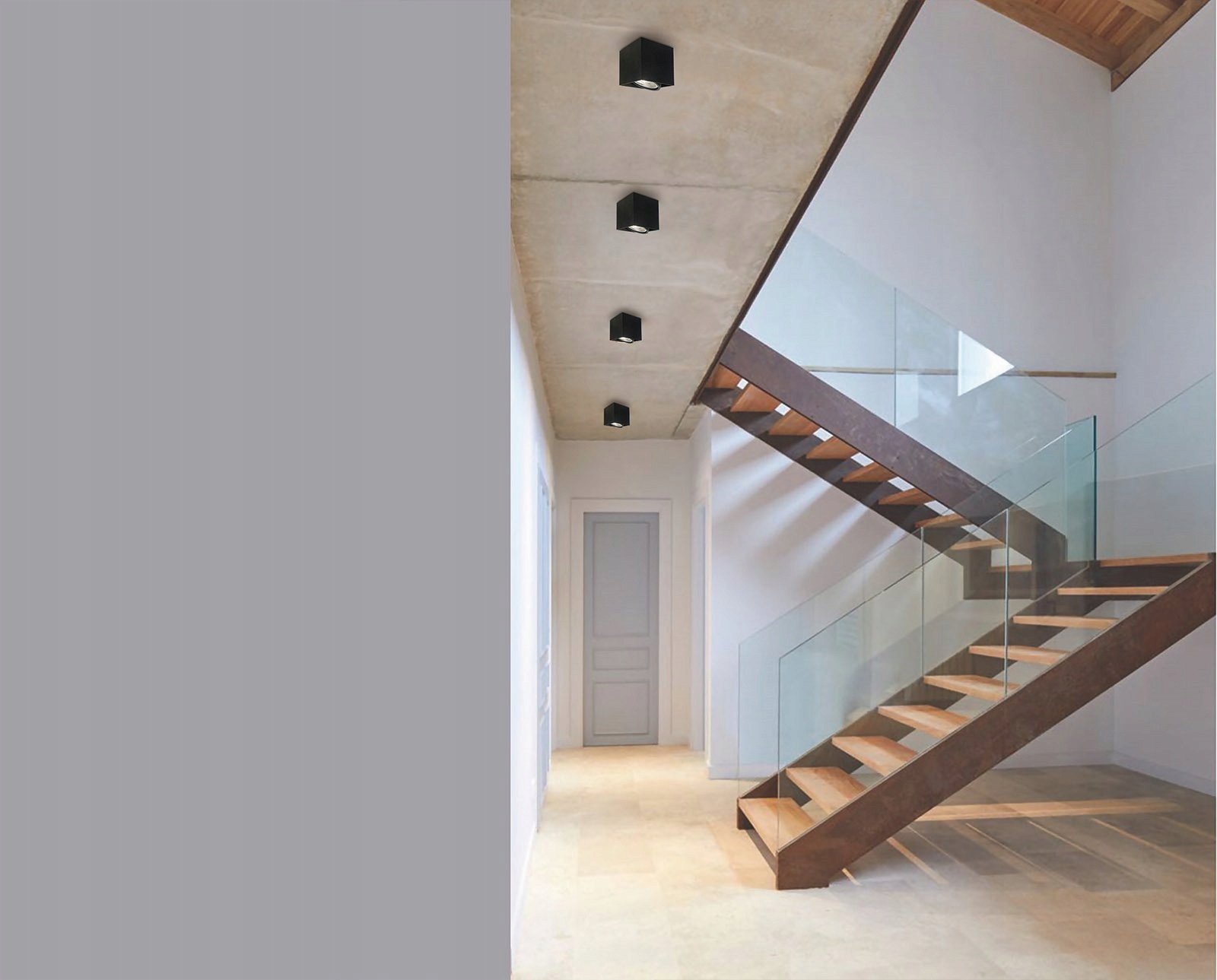 Černá krabička s lampičkou Cardi I Nero s ozdobným osvětlením chodby