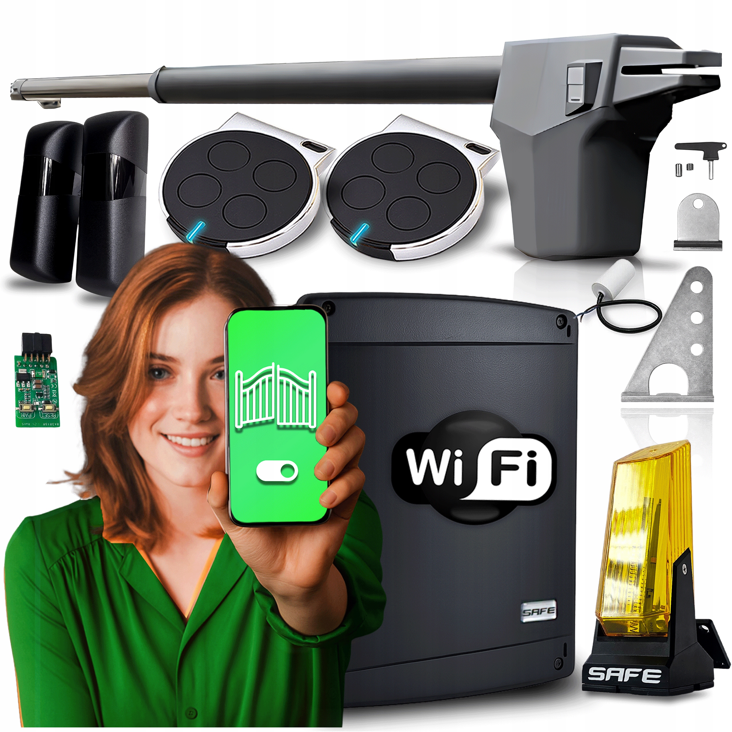 Pohon Pro Jednokřídlovou bránU 4,3 m Set 2 x Pilot Lampa Automat Wifi