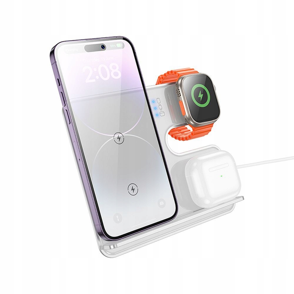Hoco ładowarka indukcyjna 3w1 kompatybilna z MagSafe i Apple Watch 15W CQ19