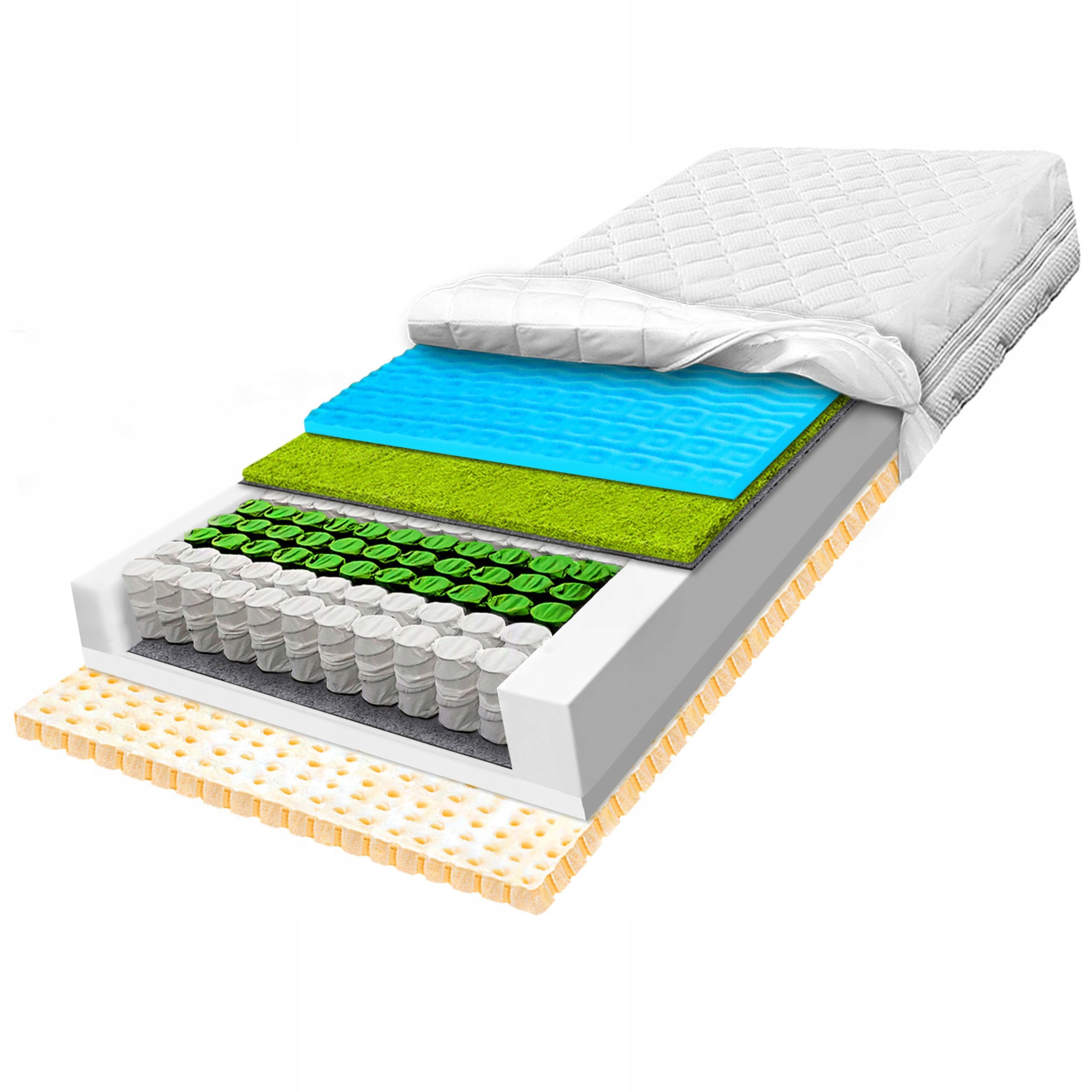 Pružinový matrac 70x190 na zmršťovanie, latexová podložka tvrdá H3 H4 24 cm