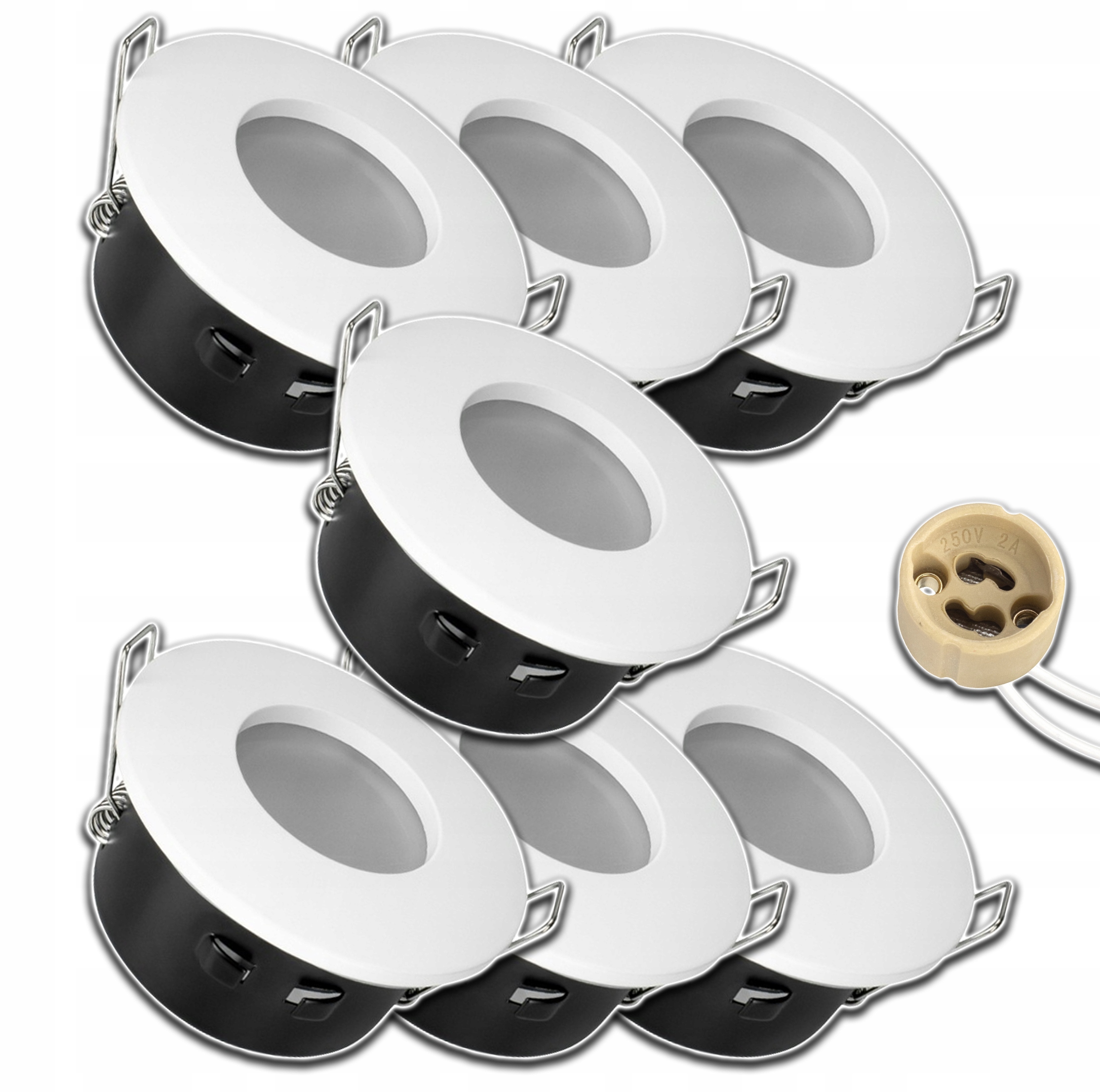 7xVODOTĚSNÉ Hermetické Stropní Svítidlo Halogen IP65 Zásuvka