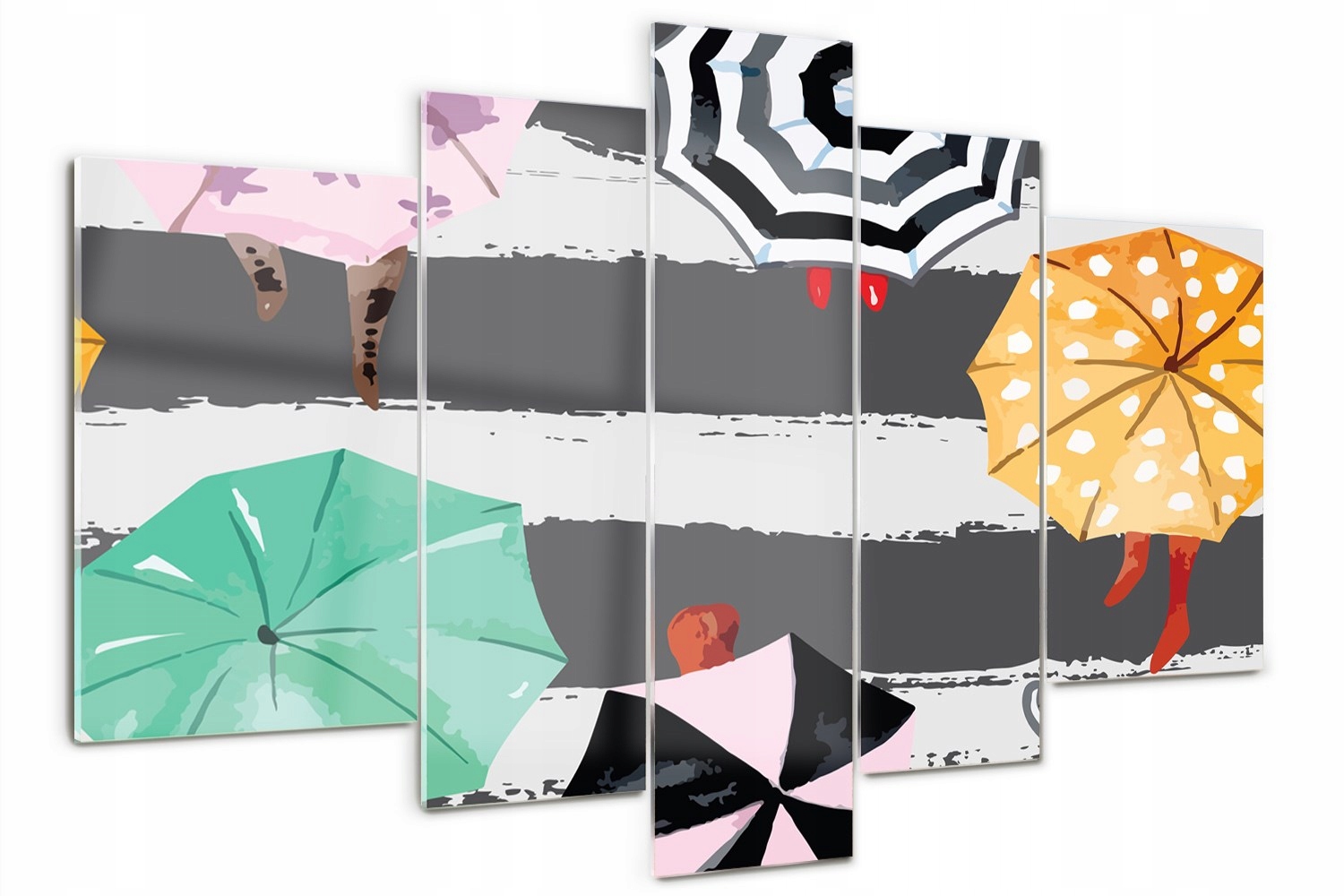 

Obraz szklany tryptyk Kolorowe parasole