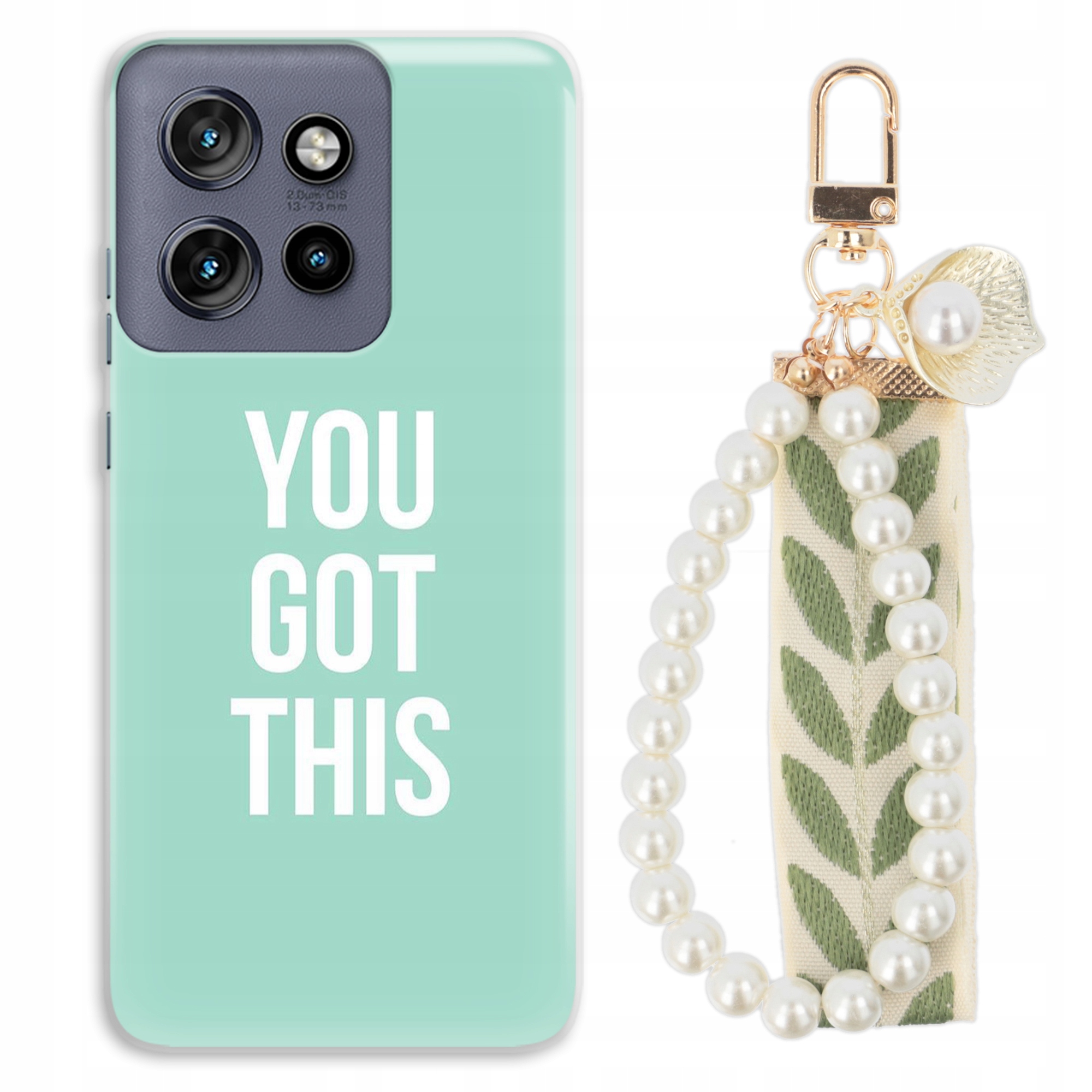 Pouzdro Pro Motorola Edge 50 Neo Pouzdro Clear Přívěsek Na Klíče Zelené Perly Módní| Vzory