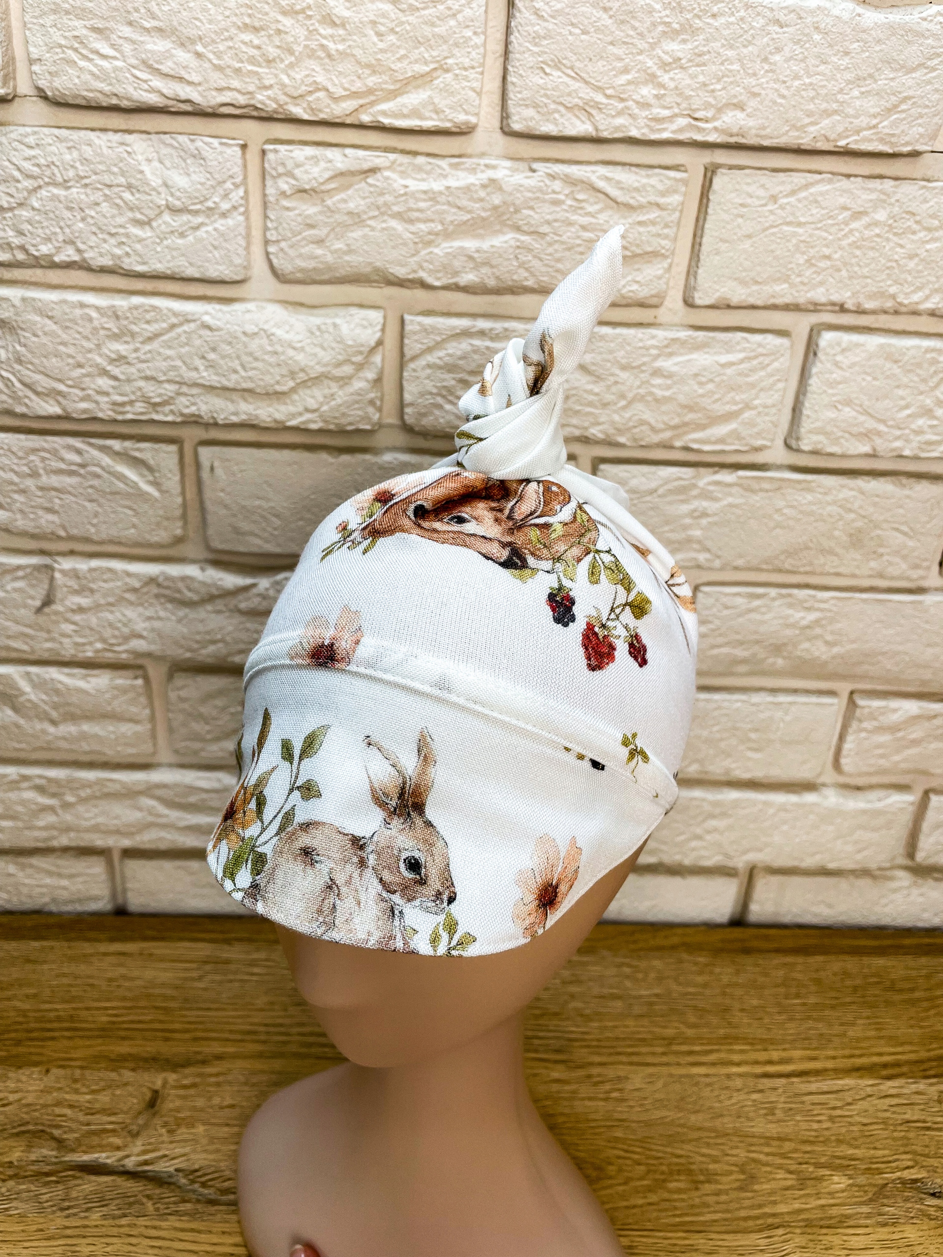 

Chustka na głowę z daszkiem czapka bambusowa