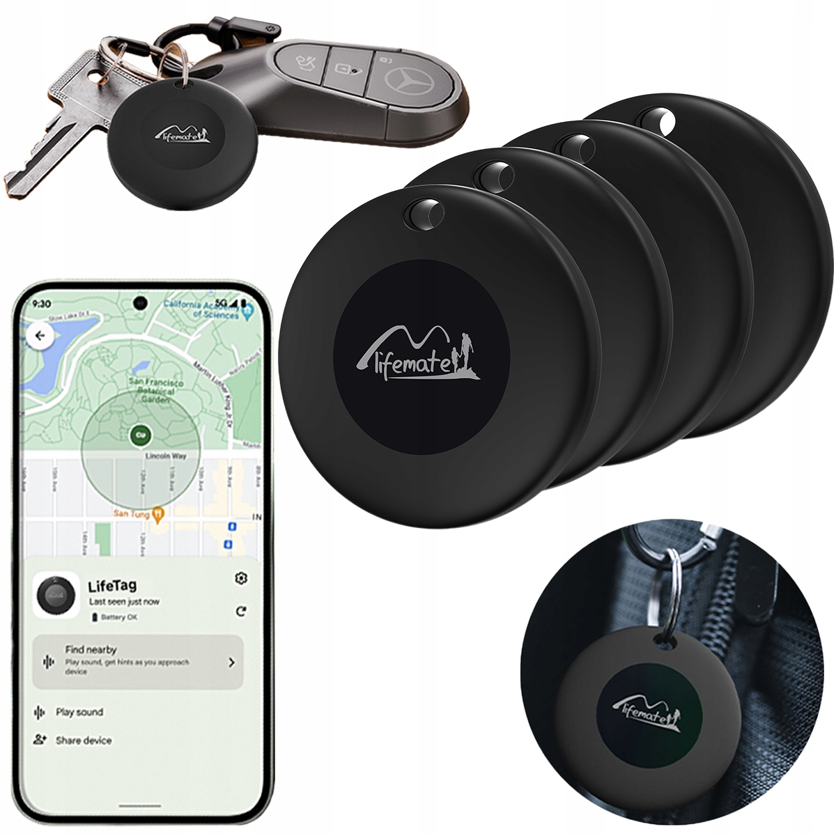4x Lokalizator Gps Life Tag Android do kluczy obroży psa kota Lifemate