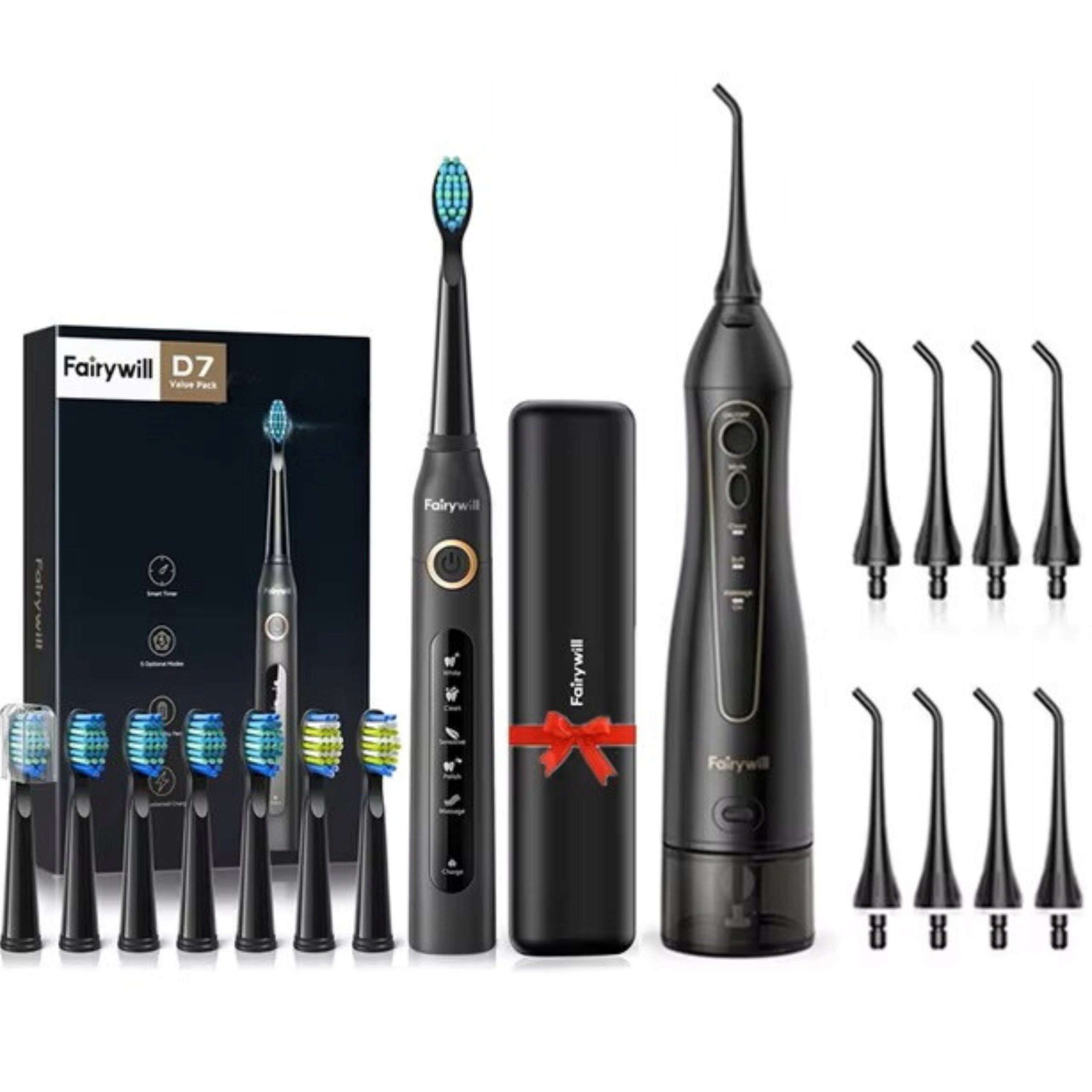 Zestaw Irygator Do Zębów+szczoteczka Soniczna Etui Z Końcówkami