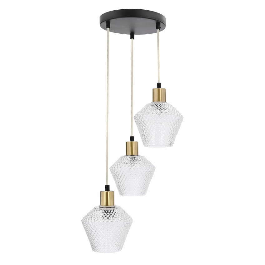 Candellux Greniko lampa wisząca okrągła czarna 3x40W E14 klosz bezbarwny