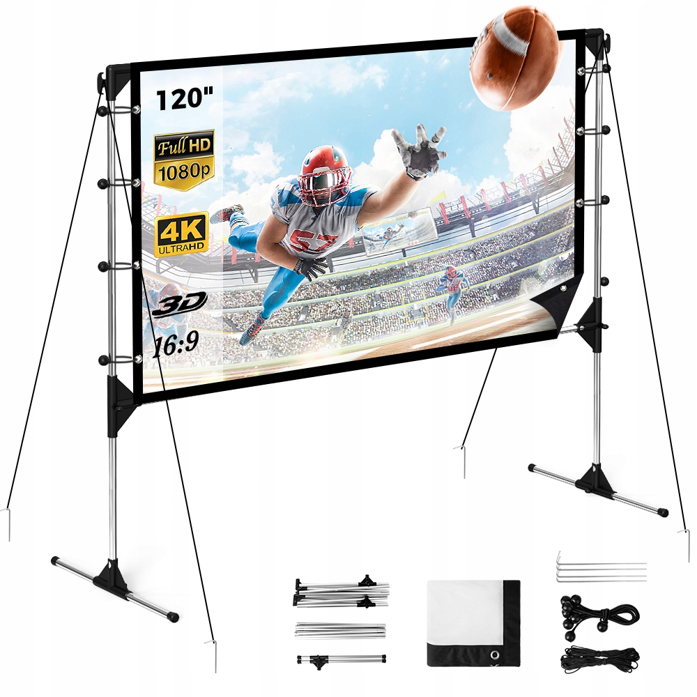 120 Cala 16:9 Przenośny Ekran Projekcyjny 266x149cm Ze Stojakiem