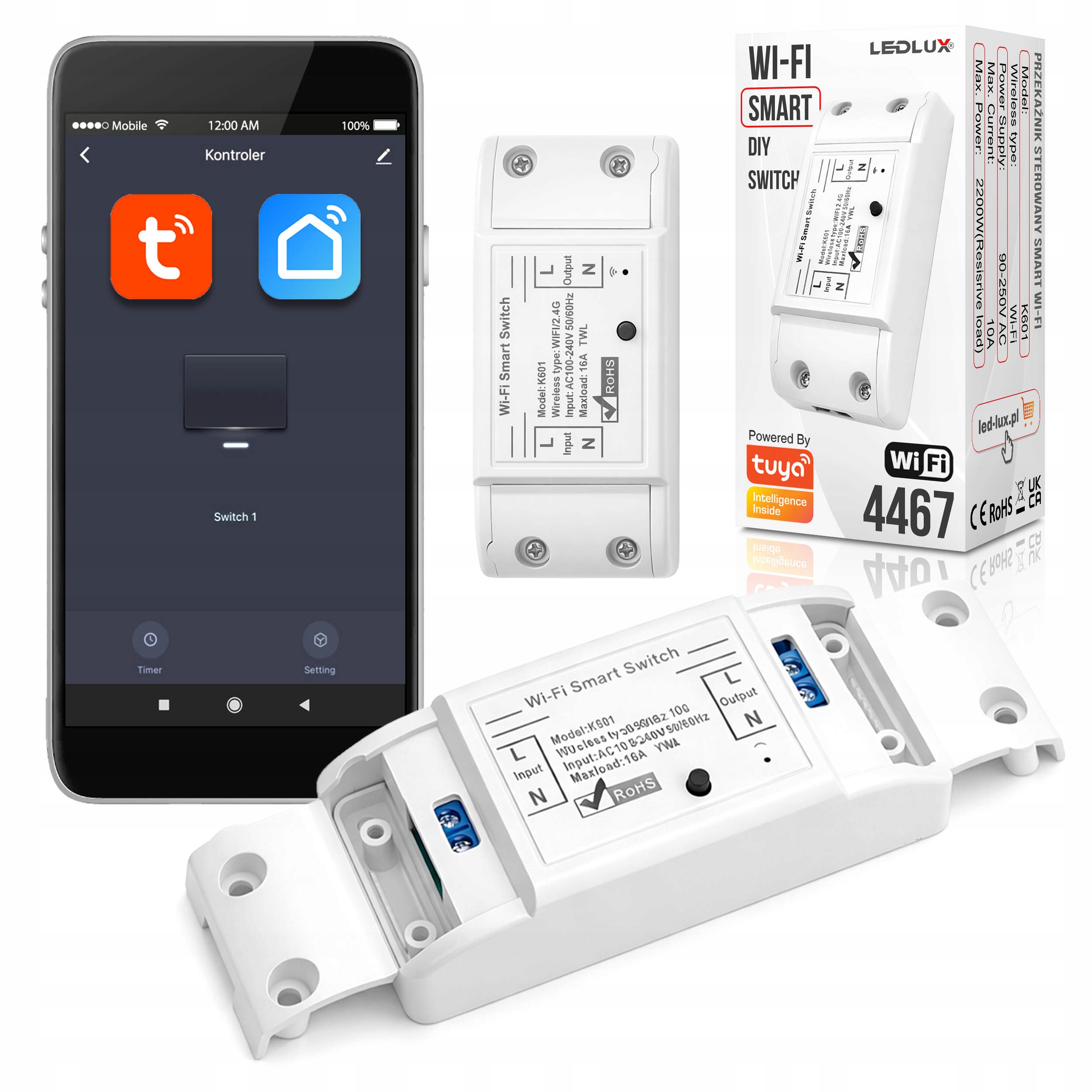 Умный релейный переключатель WiFi Smart TUYA Android IOS