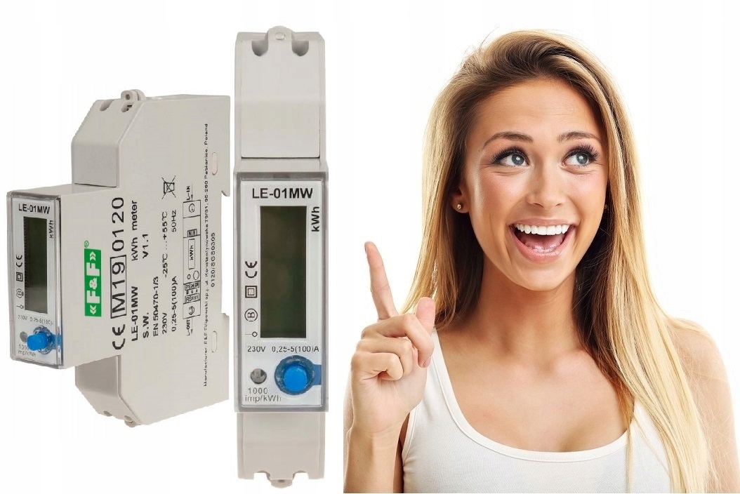 1-FÁZOVÝ Merač Spotreby Energie LE-01MW F&f