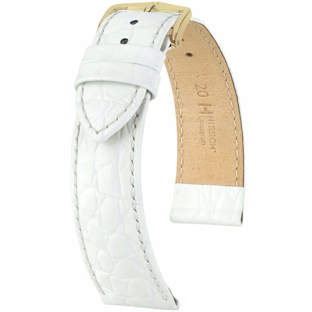 Bílý kožený opasek 20 mm Hirsch Crocograin