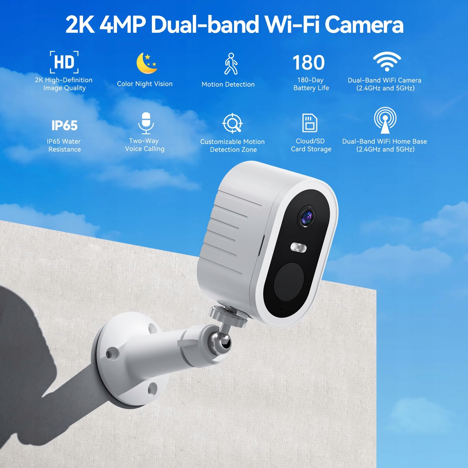 SULORON Kamera Zewnętrzna WiFi 2K 4MP IP66 140° Nocna Detekcja Ruchu — miniatura 2