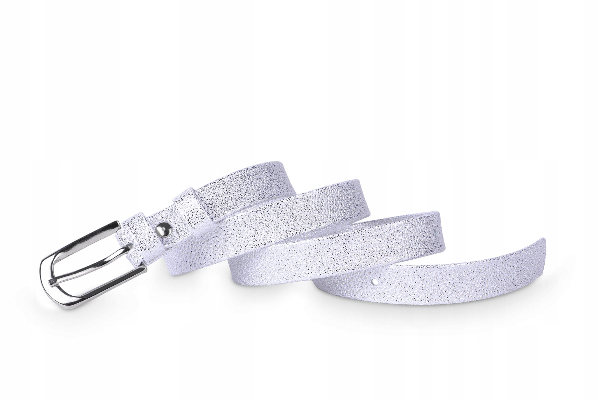 

Pasek damski klasyczny perlisty srebrny 2 cm