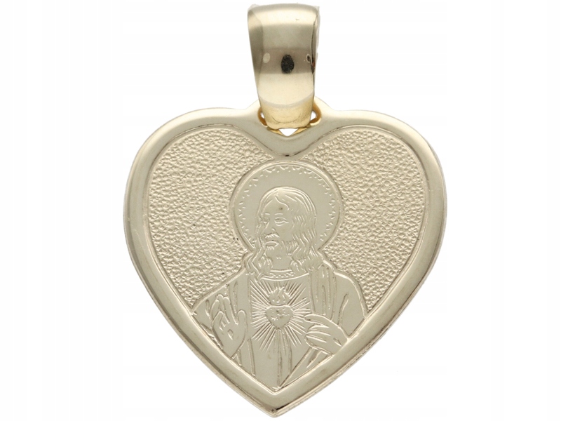 Zlatý medailonek 585 srdíčko s Ježíškem Svaté Přijímání Křest jako dárek 14kt srdce