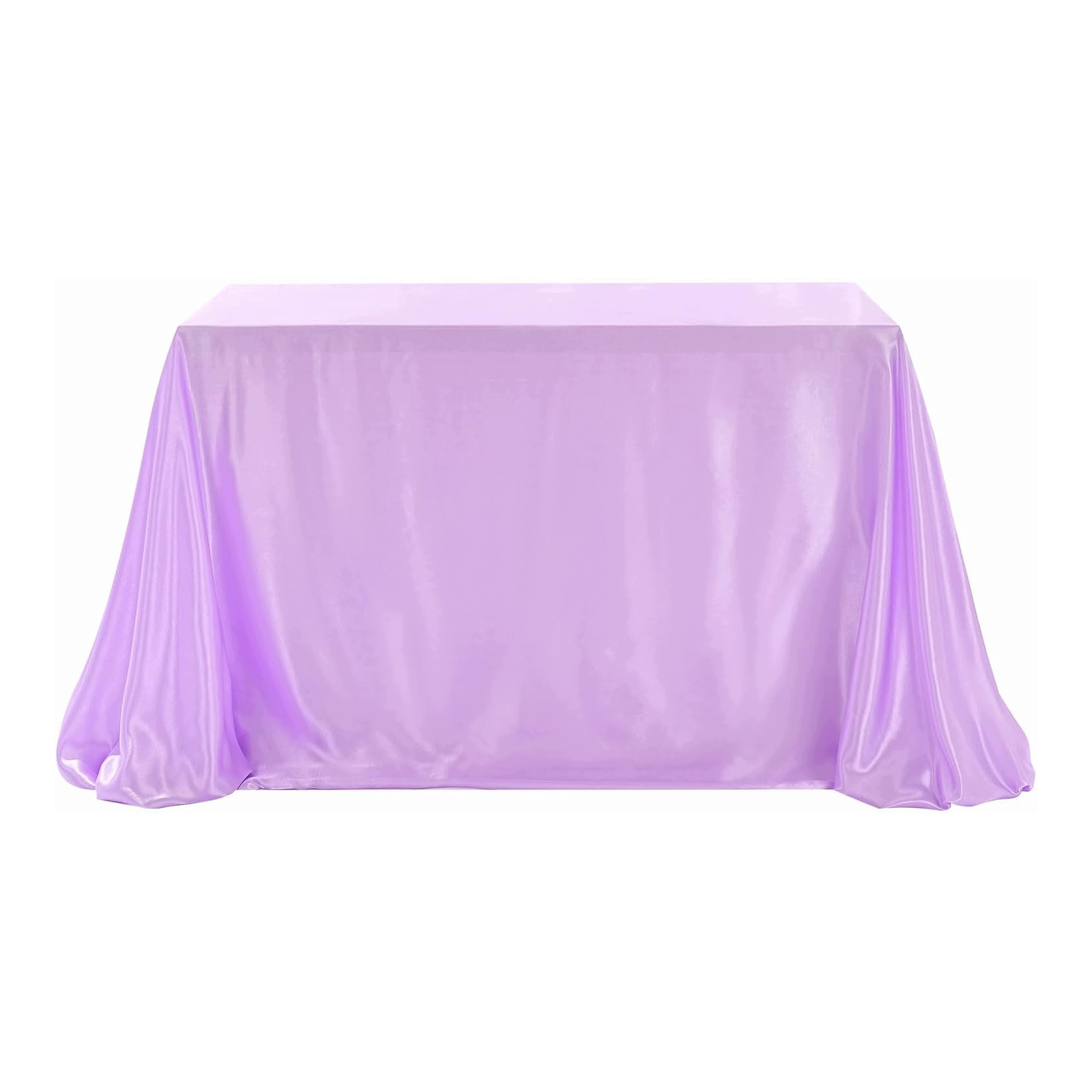 Saténový ubrus lila 228 x 228 cm, omyvatelný, Diy na svatba, se stuhou a perlami