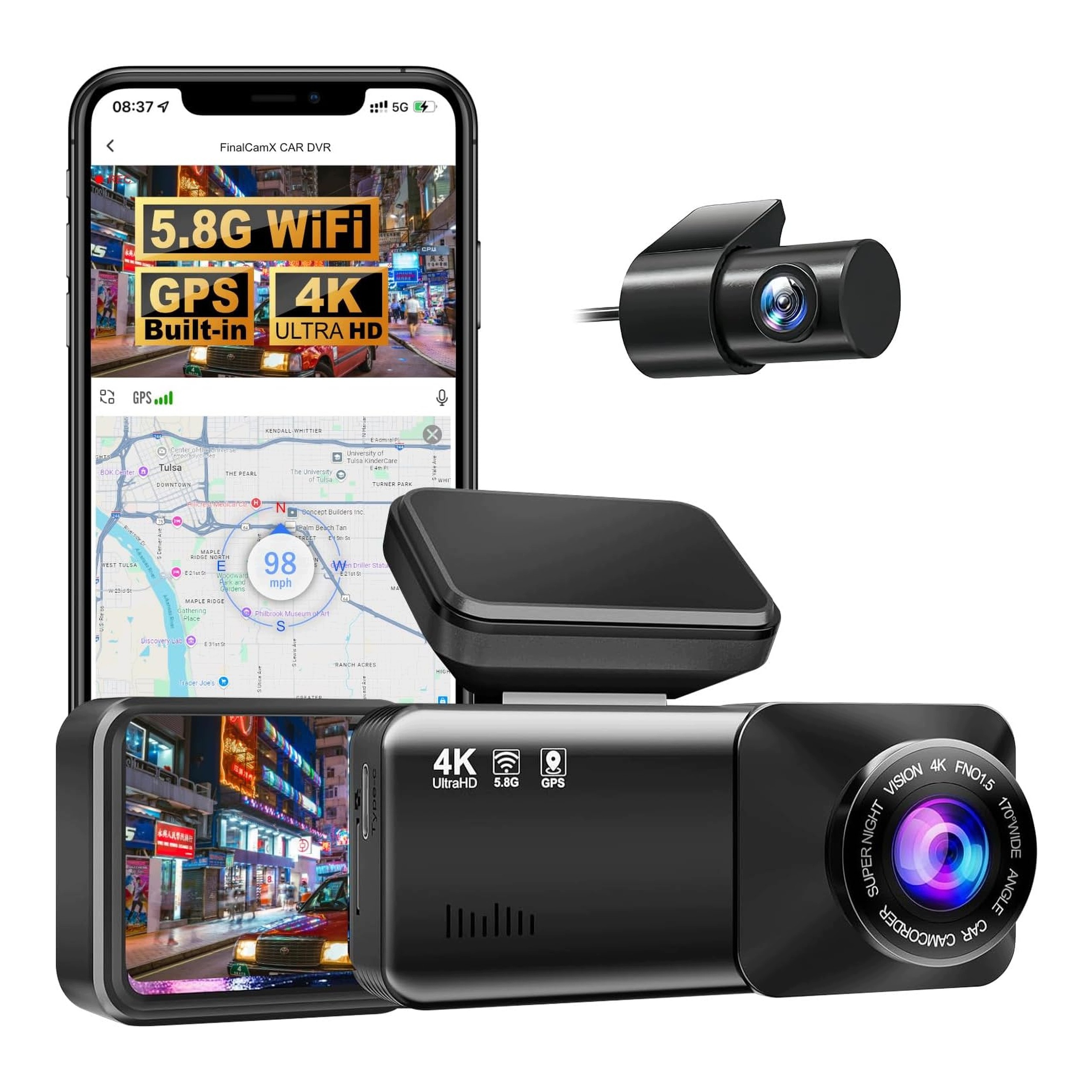 Predná a zadná automobilová kamera 4K monitorovanie parkovania 170 stupňov
