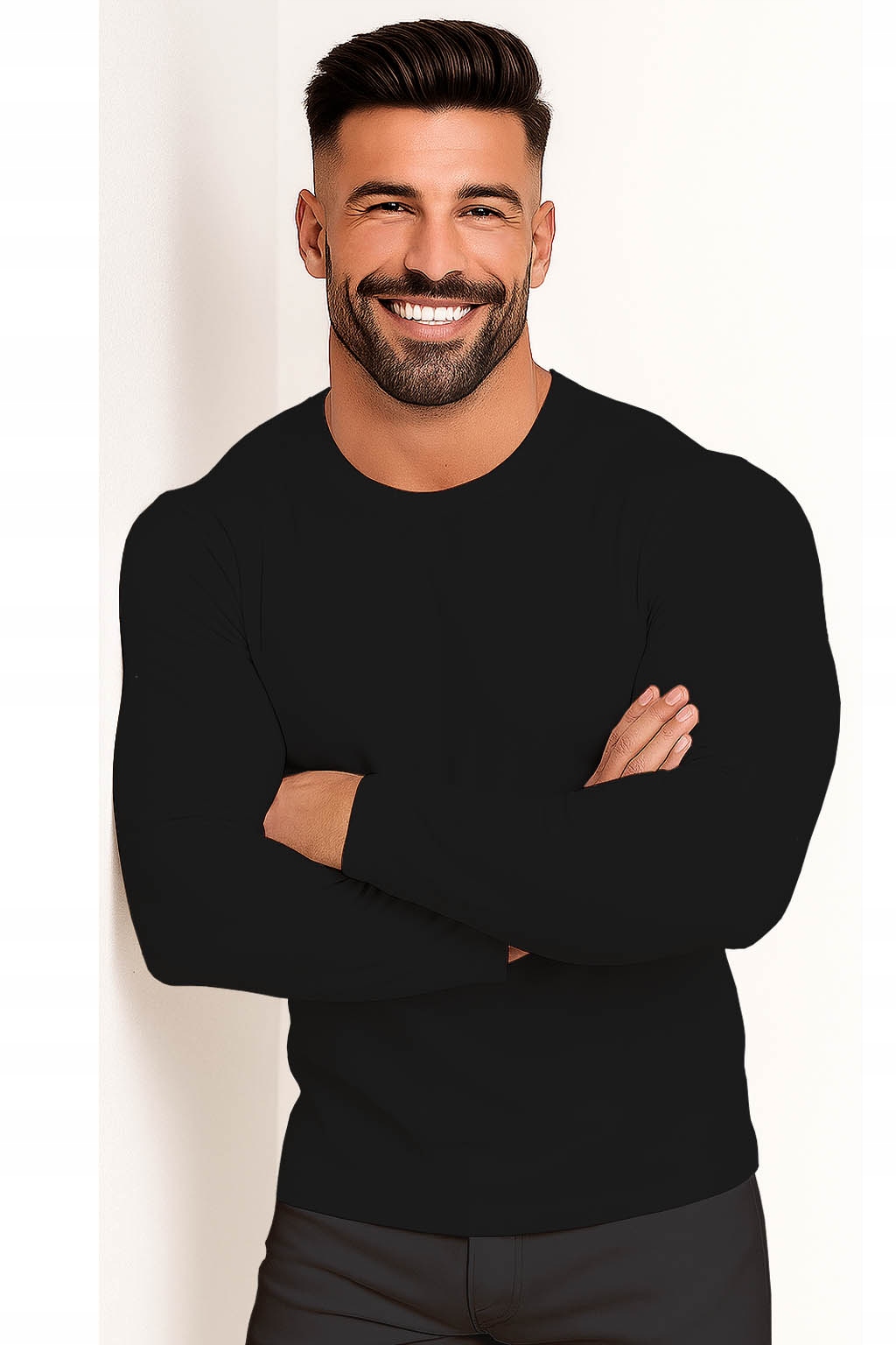 Tričko Pánské S Dlouhým Rukávem Longsleeve Přiléhavá Halenka Černá L