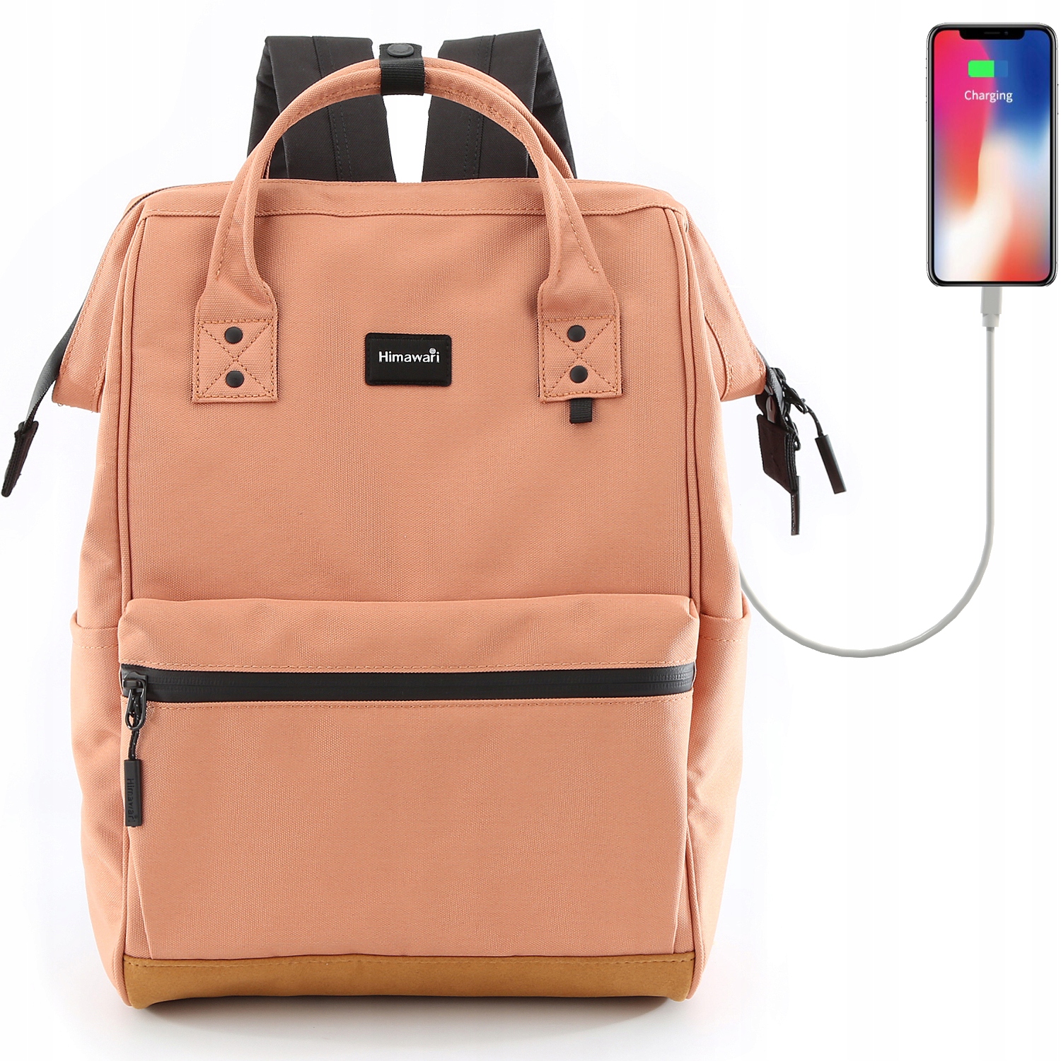 Plecak damski Himawari 124 na laptopa 15" z Usb wodoodporny blady ceglasty