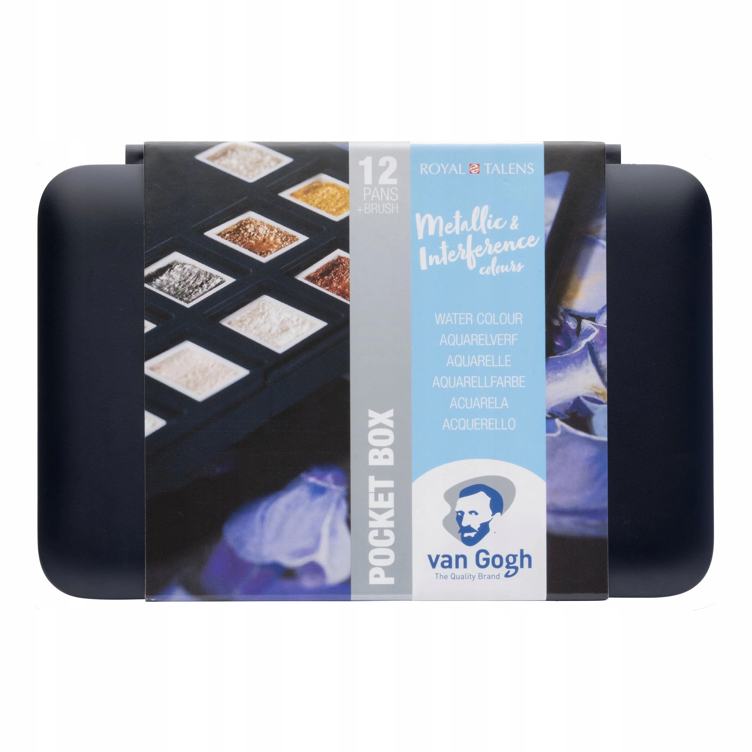 Metalické akvarely Pocket Box 12 barev Van Gogh
