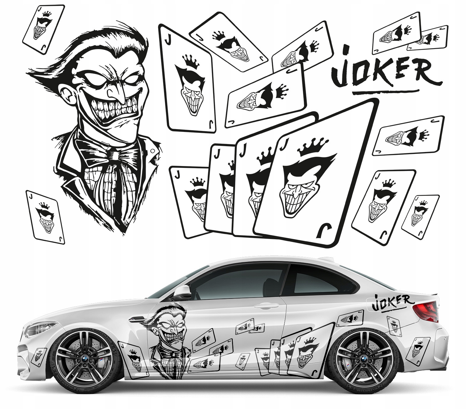 Samolepky Grafika na auto Motiv Ha Ha Karty 94 x 330 cm