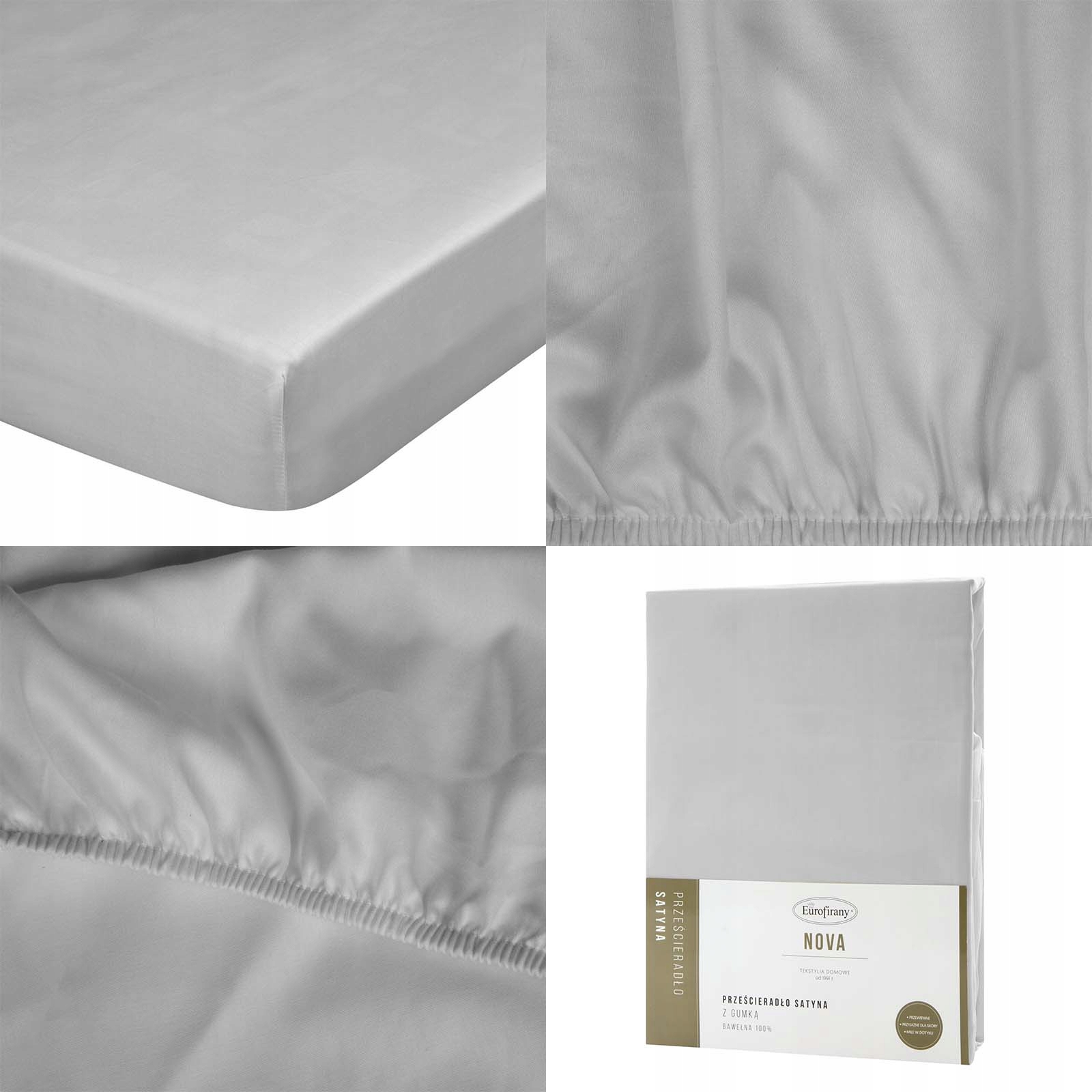 

Srebrne Prześcieradło Satynowe z gumką 160x200 Nov