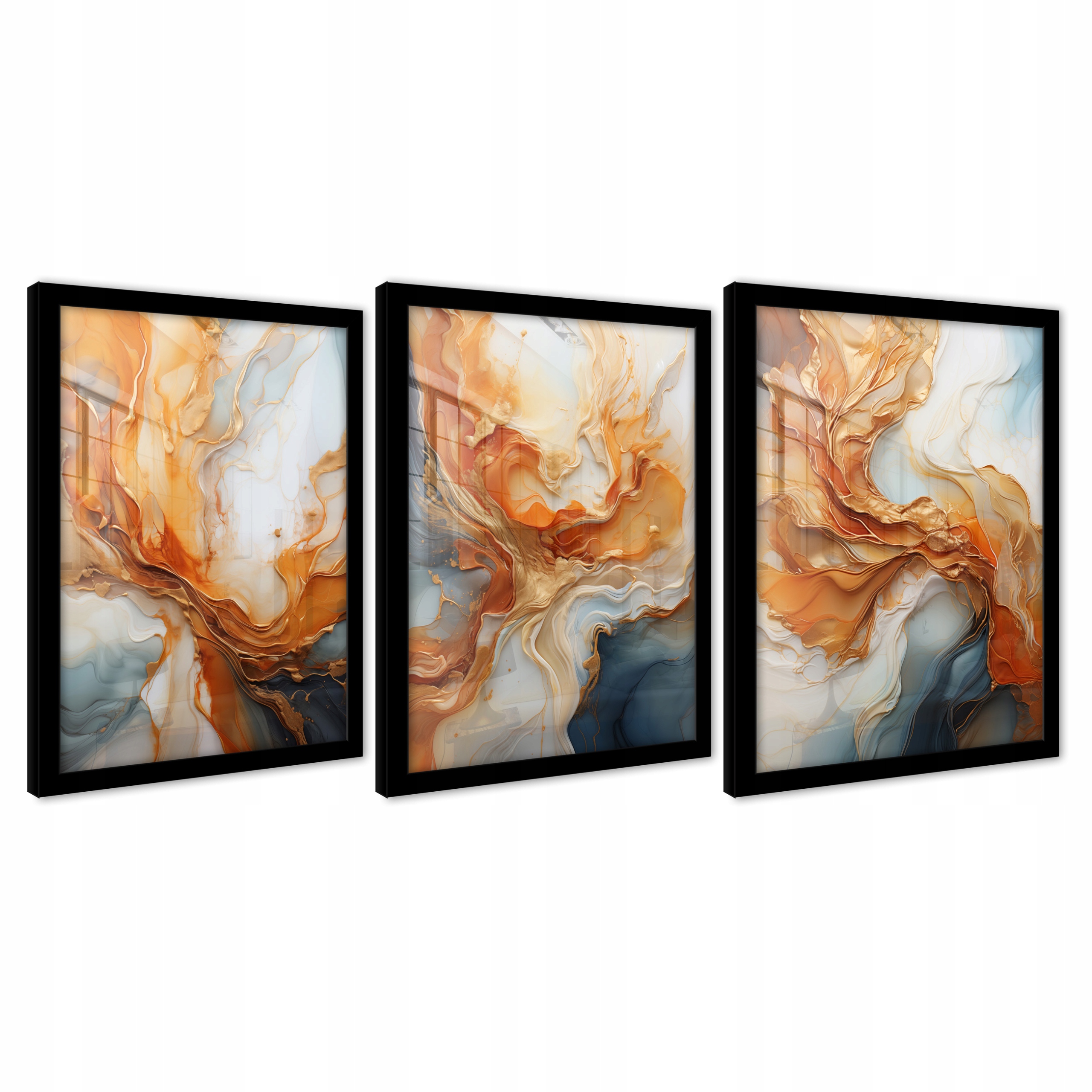 Obrazy Na Stenu V Čiernom Ráme Plagáty Triptyk Mramor Moderné 73x159