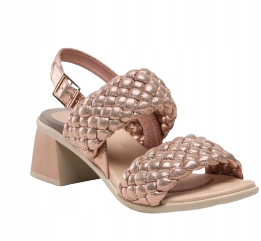 Scholl Dámské Sandály Na Podpatku, Pletené, Růžové S Přezkou, Velikost 36 T_a