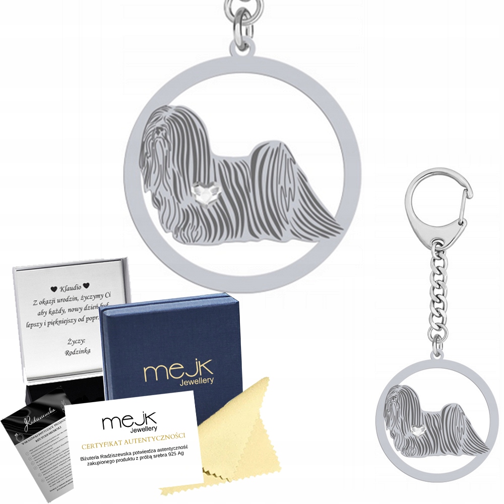 Přívěsek Na Klíče z Lhasa Apso 925 Šperky Dárek Žena Gravírování Bonus