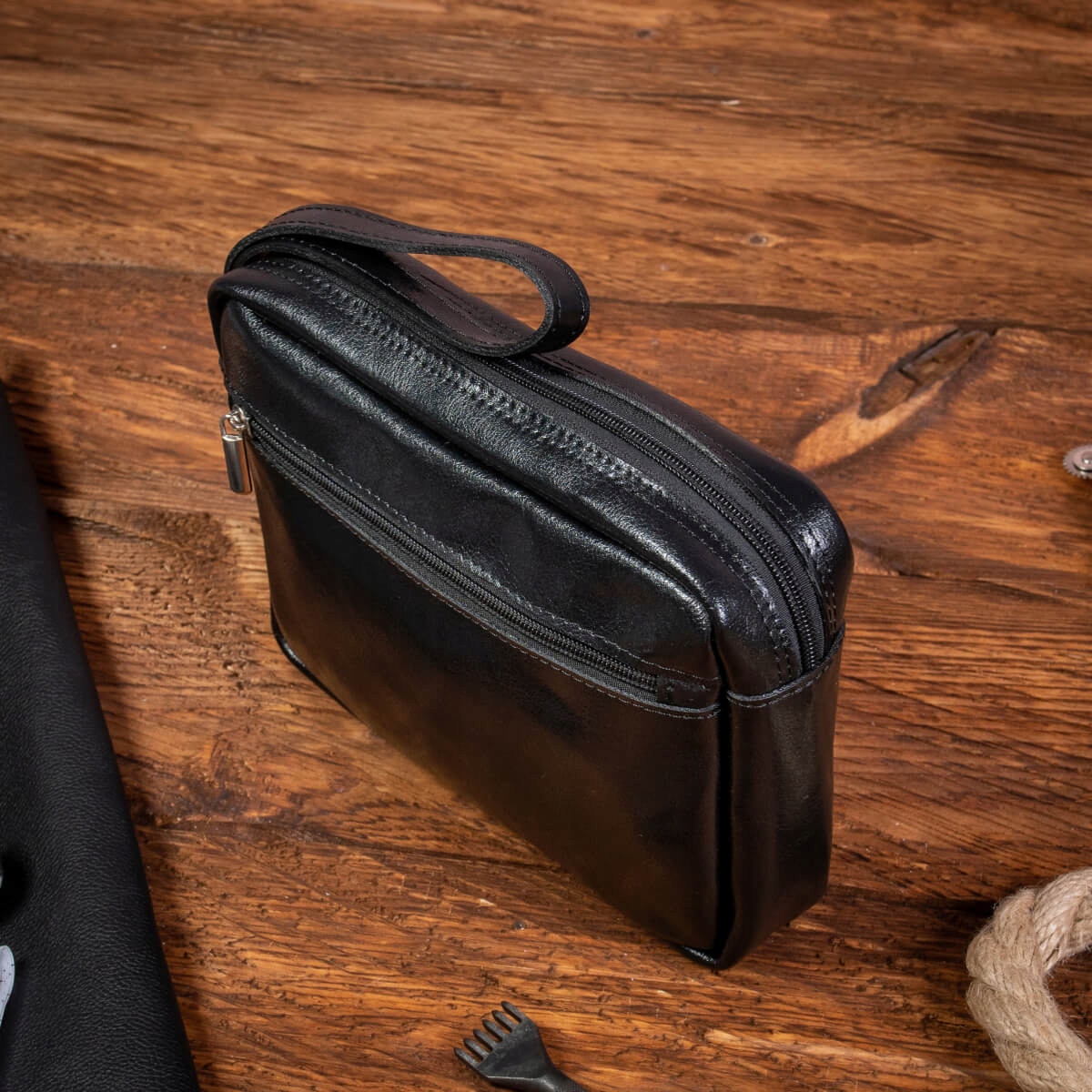 Brašna na dokumenty Elegantní Kožený Černý Pánský do ruky Belveder BS31