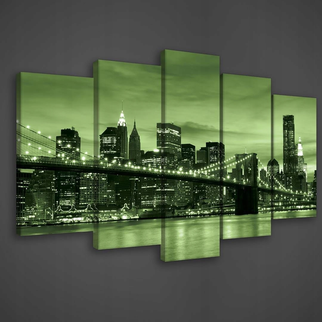 Obraz 100x60 New York Brooklyn Most noc město panorama zeleň umění