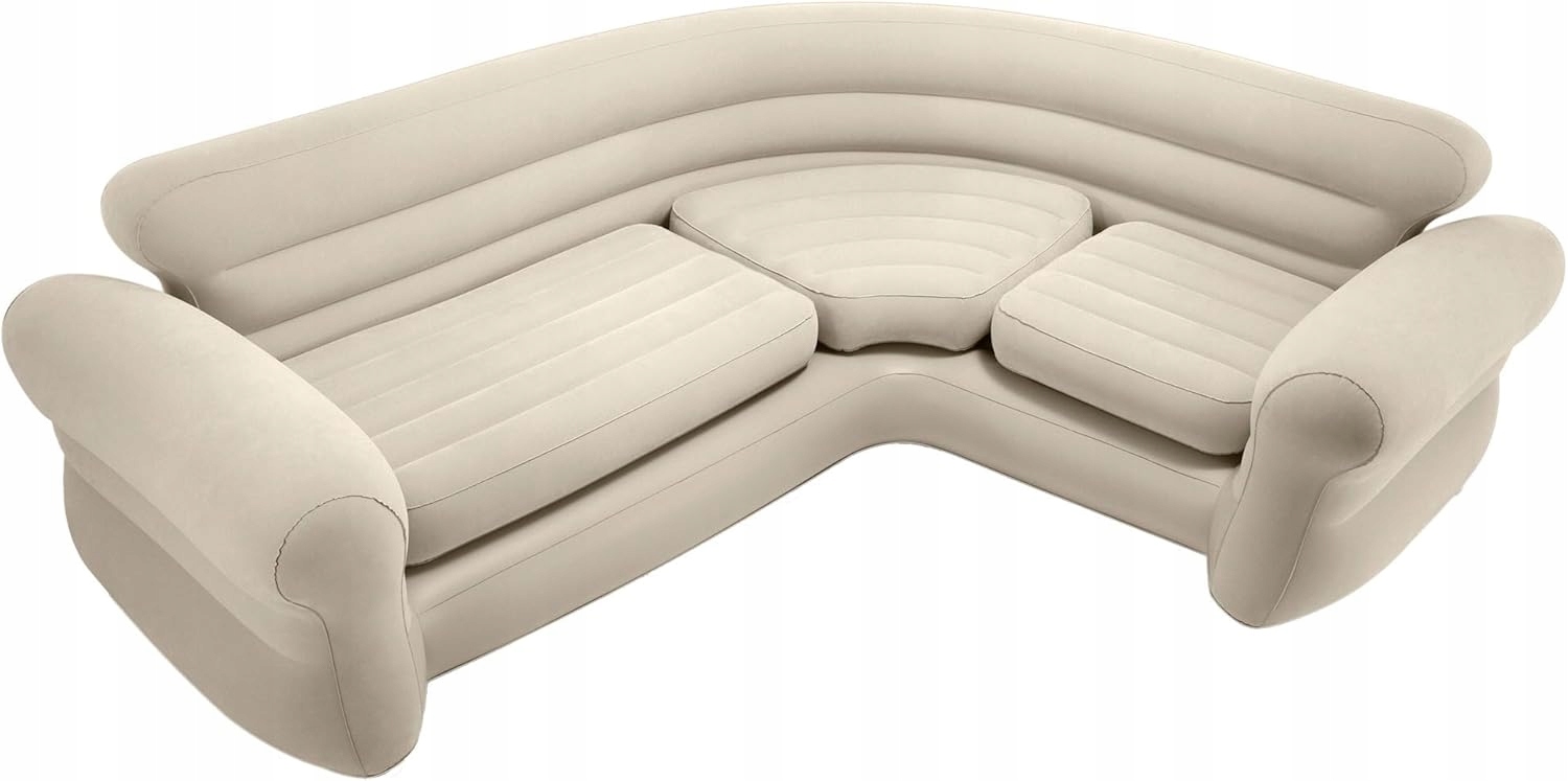 Intex Dmuchana Sofa Narożna 257x203x76cm Beżowa Rogówka do Salonu 400kg