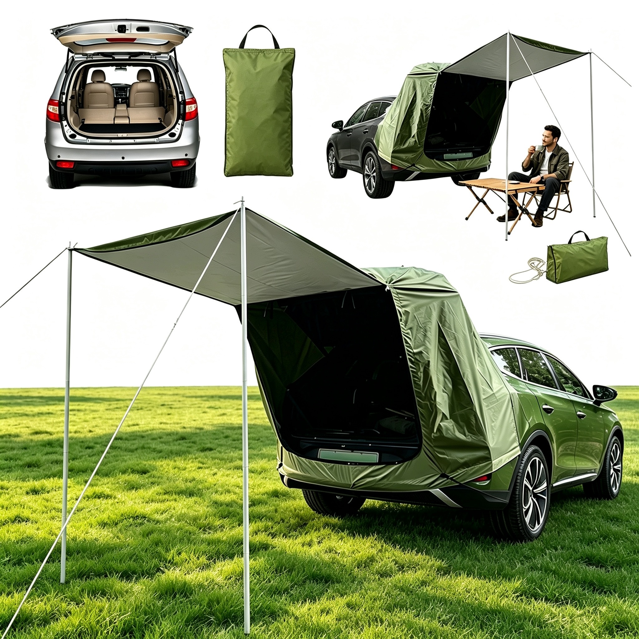 Namiot Samochodowy Tylny Suv Z Ochroną Przed Wiatrem I Owadami Outdoor