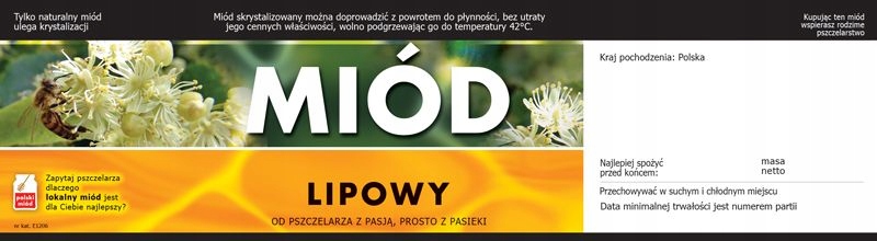 

Etykiety na miód lipowy z kontretykietą E1206