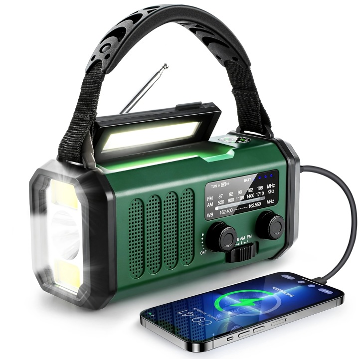 Prenosné Núdzové Rádio Fm/am Solárne s kľukou Powerbank Baterka 10000 mAh