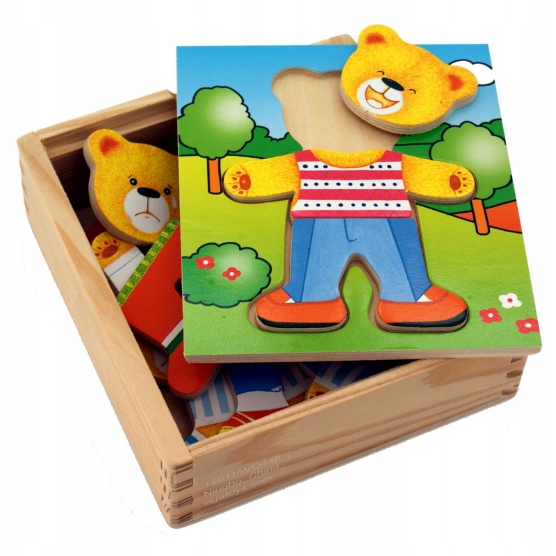 

Układana Drewniana Puzzle Ubierz Misia dla dzieci