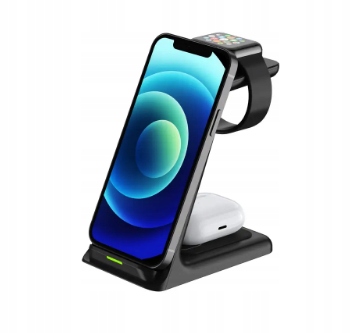 Bezdrátová nabíjecí stanice SiGN 3v1 15 W – černá