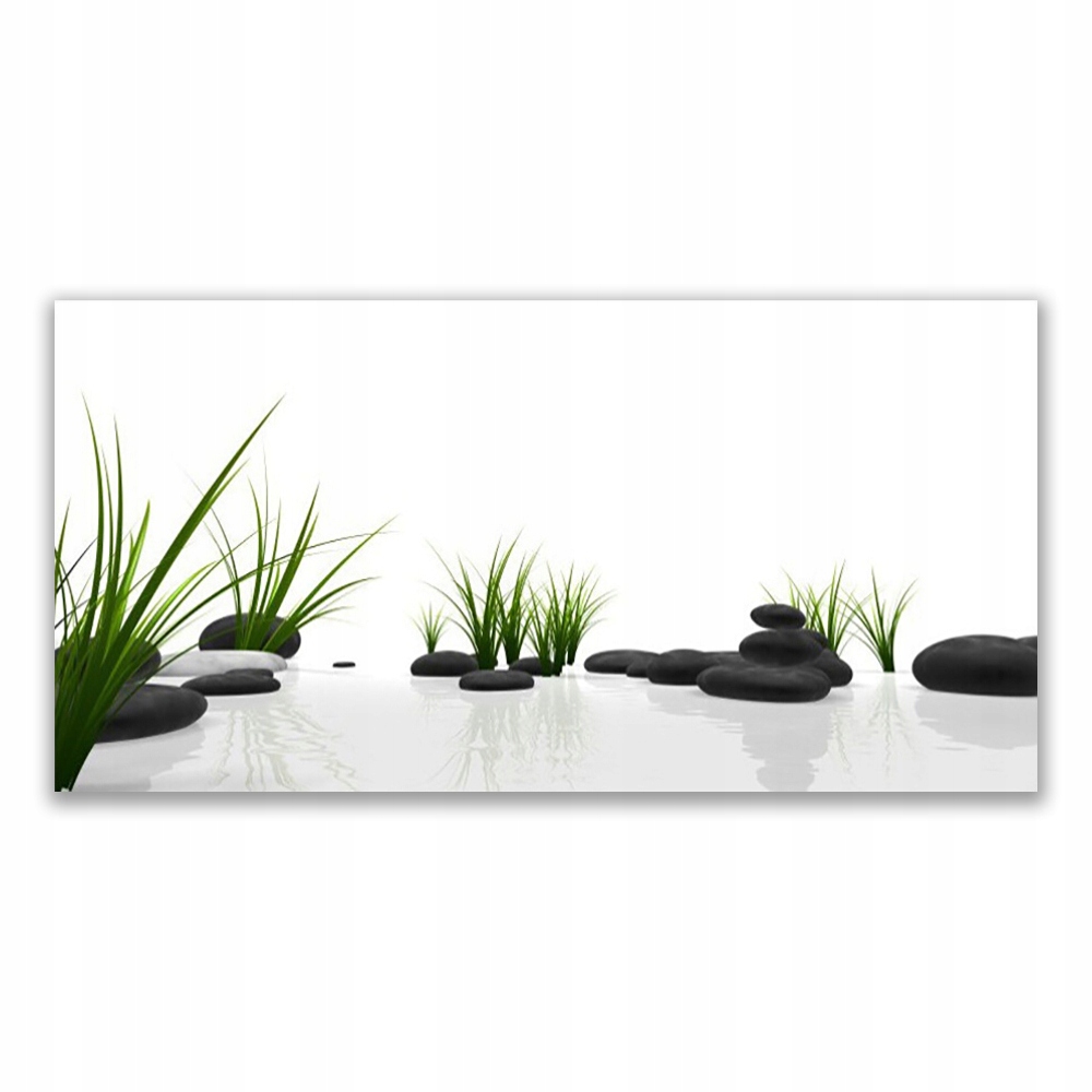 

Obraz akryl z grafiką 120x60 Kamienie Trawa Sztuka