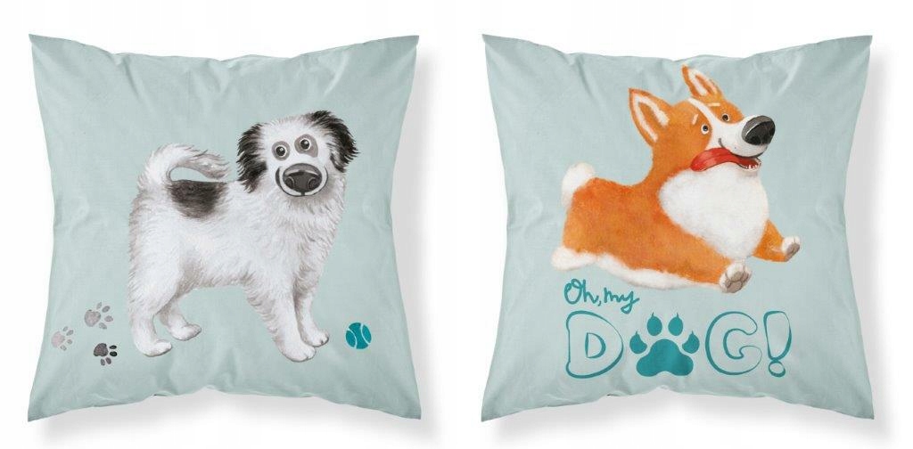 Poszewka 40x40 Psy pieski miętowa dwustronna Mayamoo