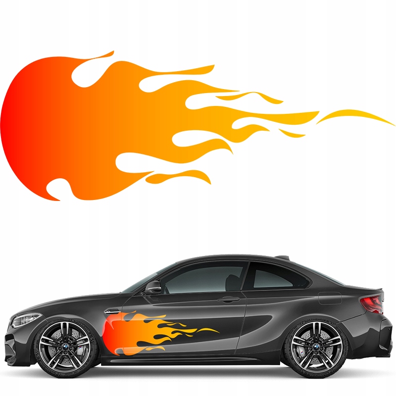 Barevná Nálepka Na Auto Oheň Ohně Plameny Plamen Fire 60x156