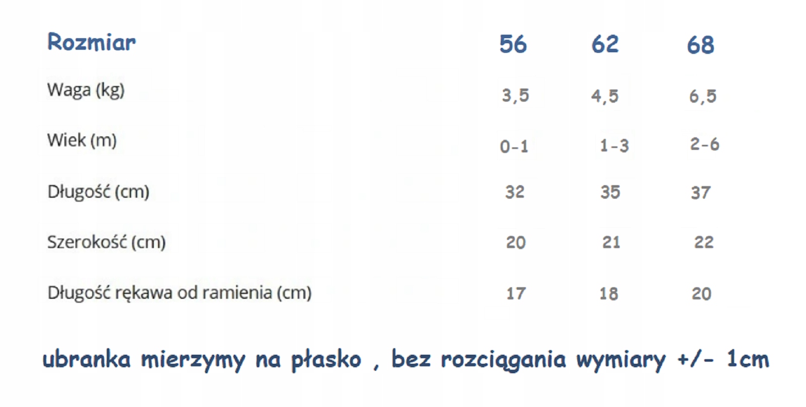 BODY KOPERTOWE DŁUGI RĘKAW r.74 KAIA-BABY /48/ Materiał dominujący bawełna