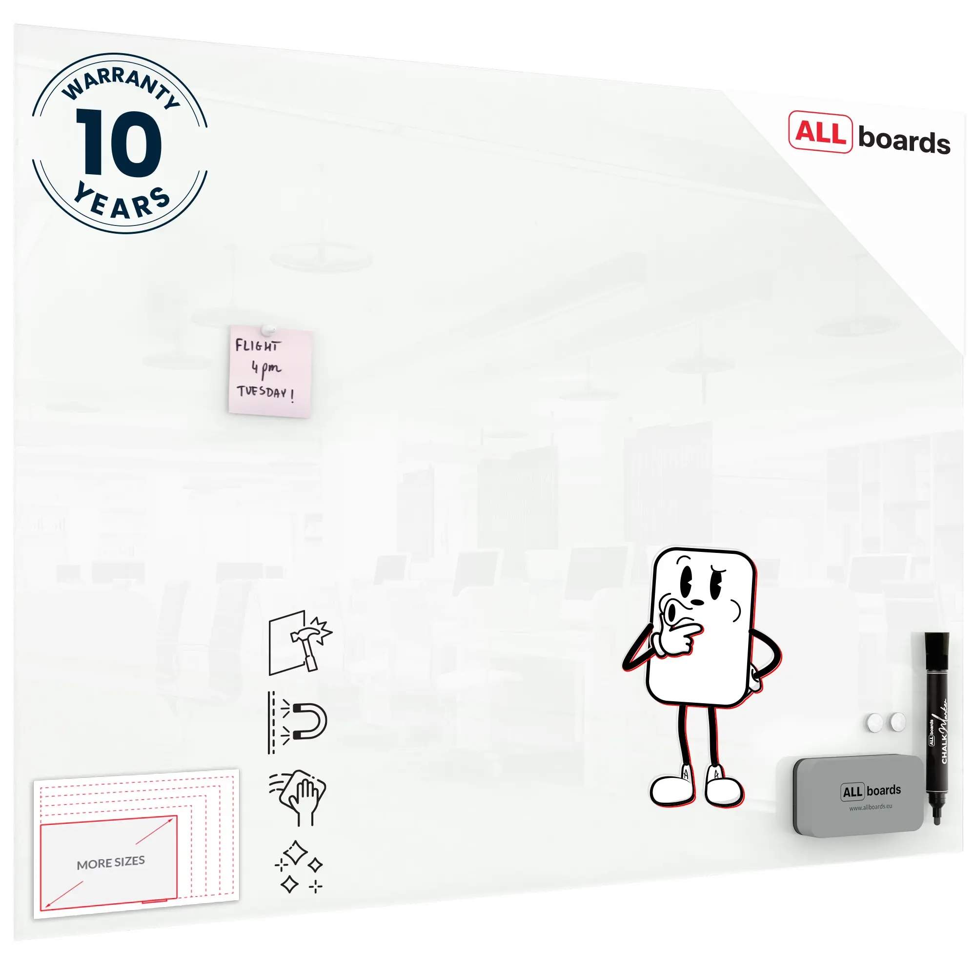 Tablica magnetyczna Szklana biała 120x90 cm