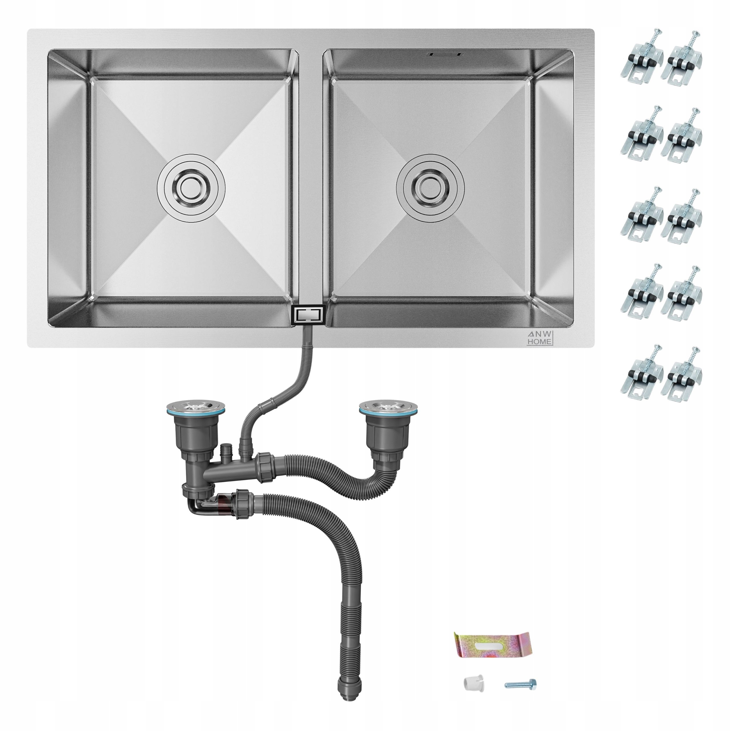 Oceľový Drez 80X45 CM Inox Dvojkomorový, Hĺbka 22 CM