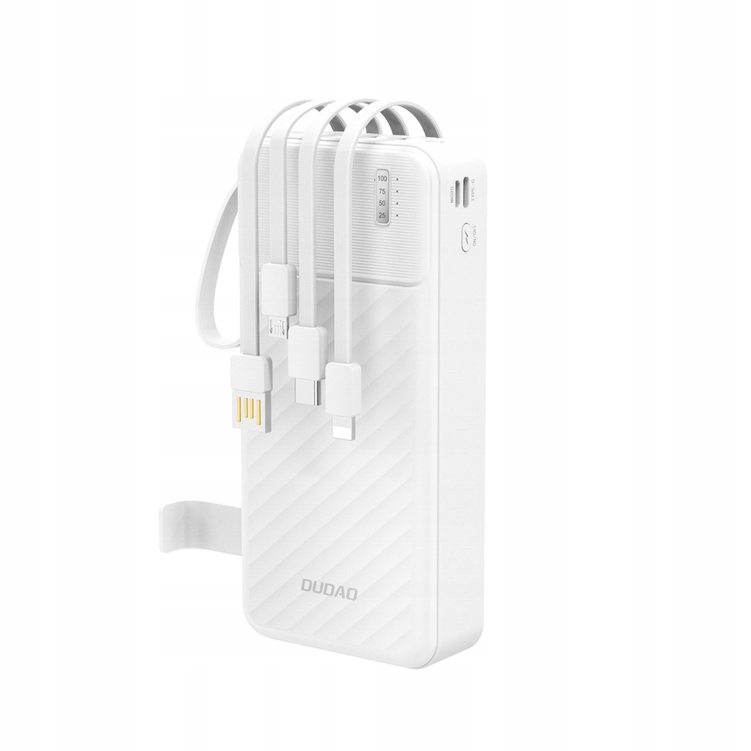 Powerbank K11 Pro 20000mAh z wbudowanymi kablami biały