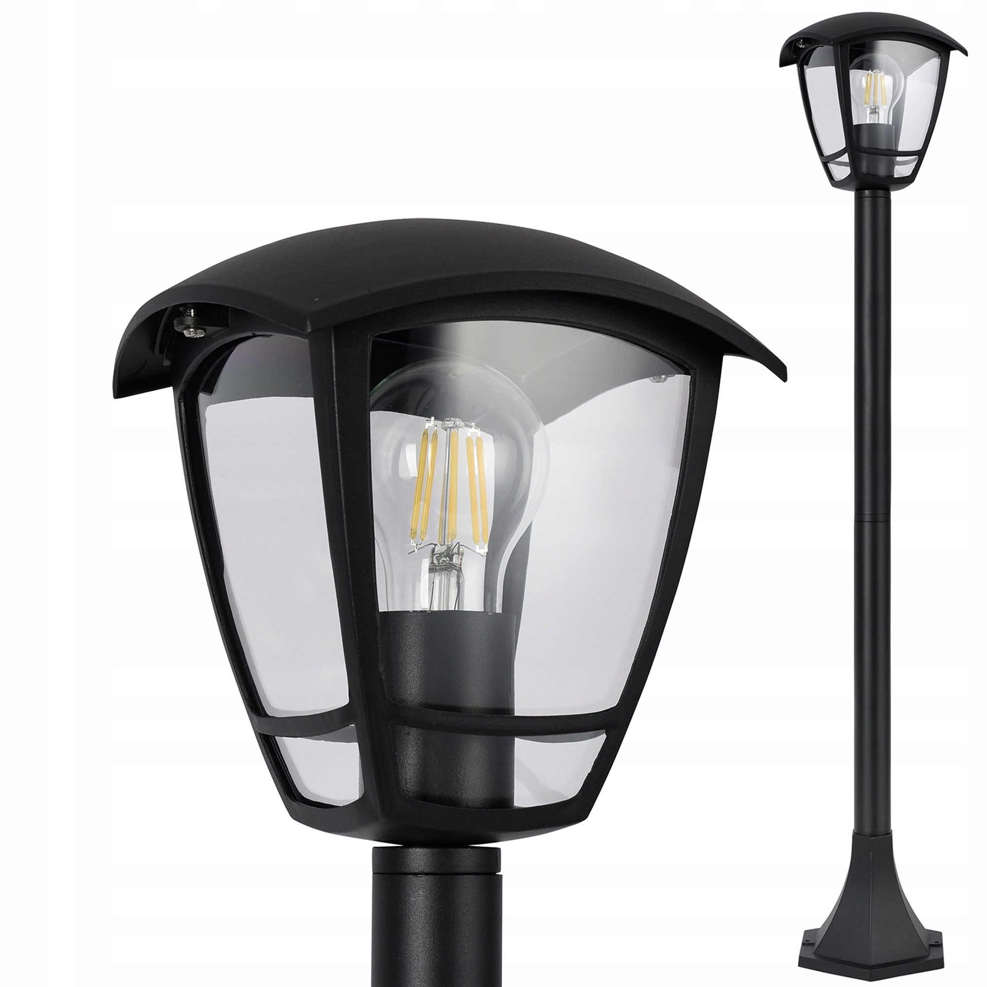 Lampa ogrodowa stojąca latarnia słupek do Led E27 100cm Ozdobny Czarna