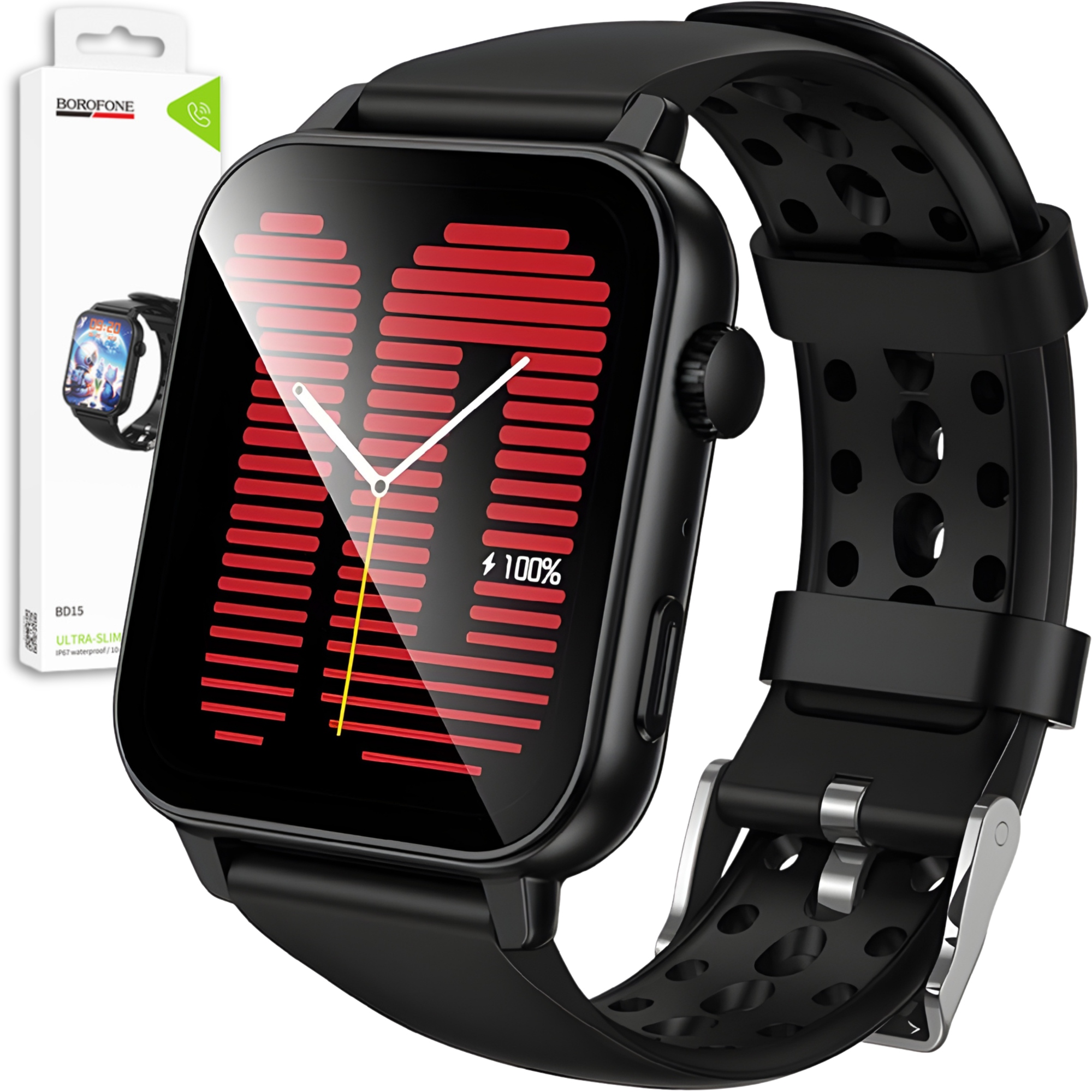 Smartwatch Damski Męski Zegarek Sportowy Rozmowy Borofone BD15 czarny